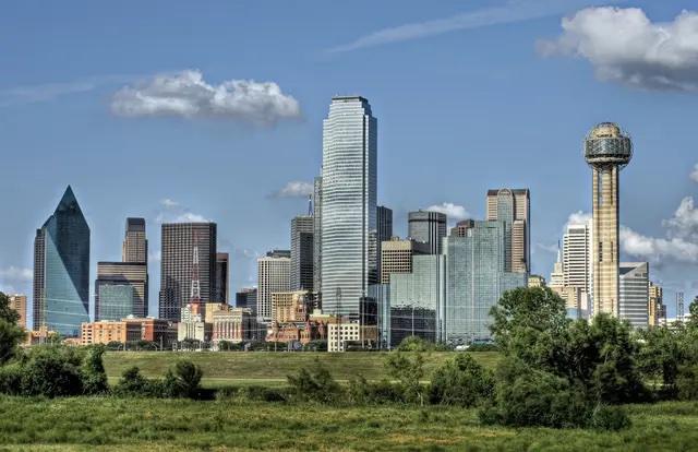 The Dallas skyline on a sunny day